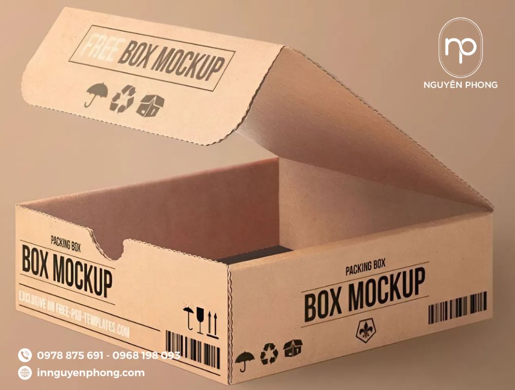 mẫu thùng carton 5 lớp sóng BC dạng nắp gài